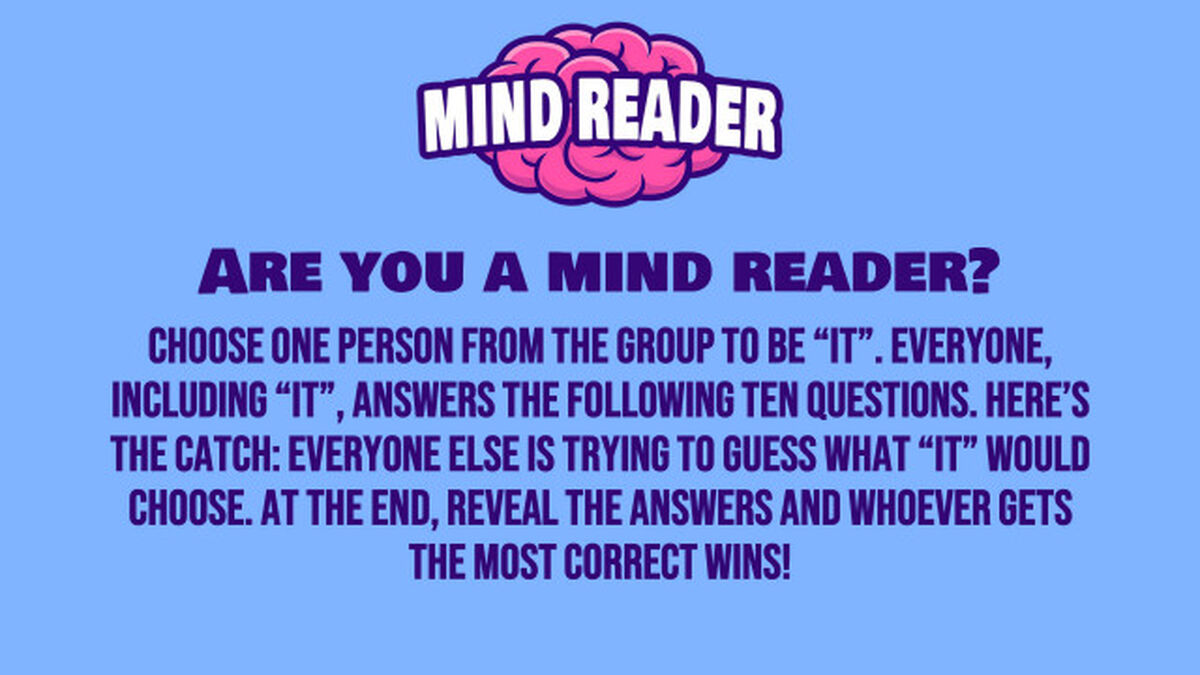 Mind Reader, Free Ice Breaker Games, UK, Online